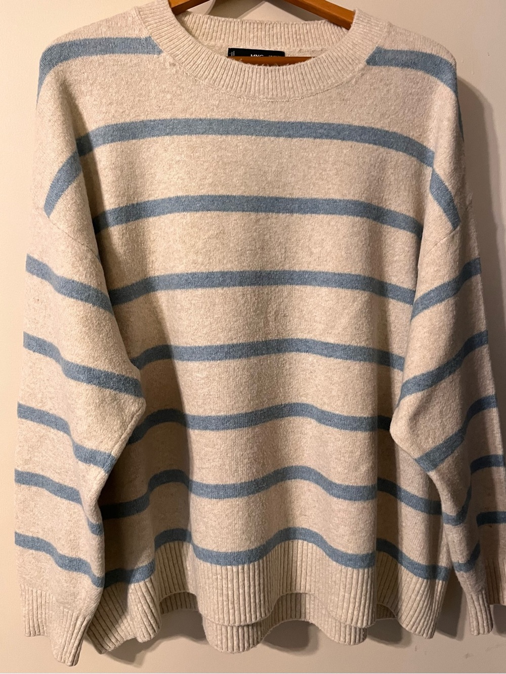 Mango Cream Sweater with Light Blue Stripes 3X
